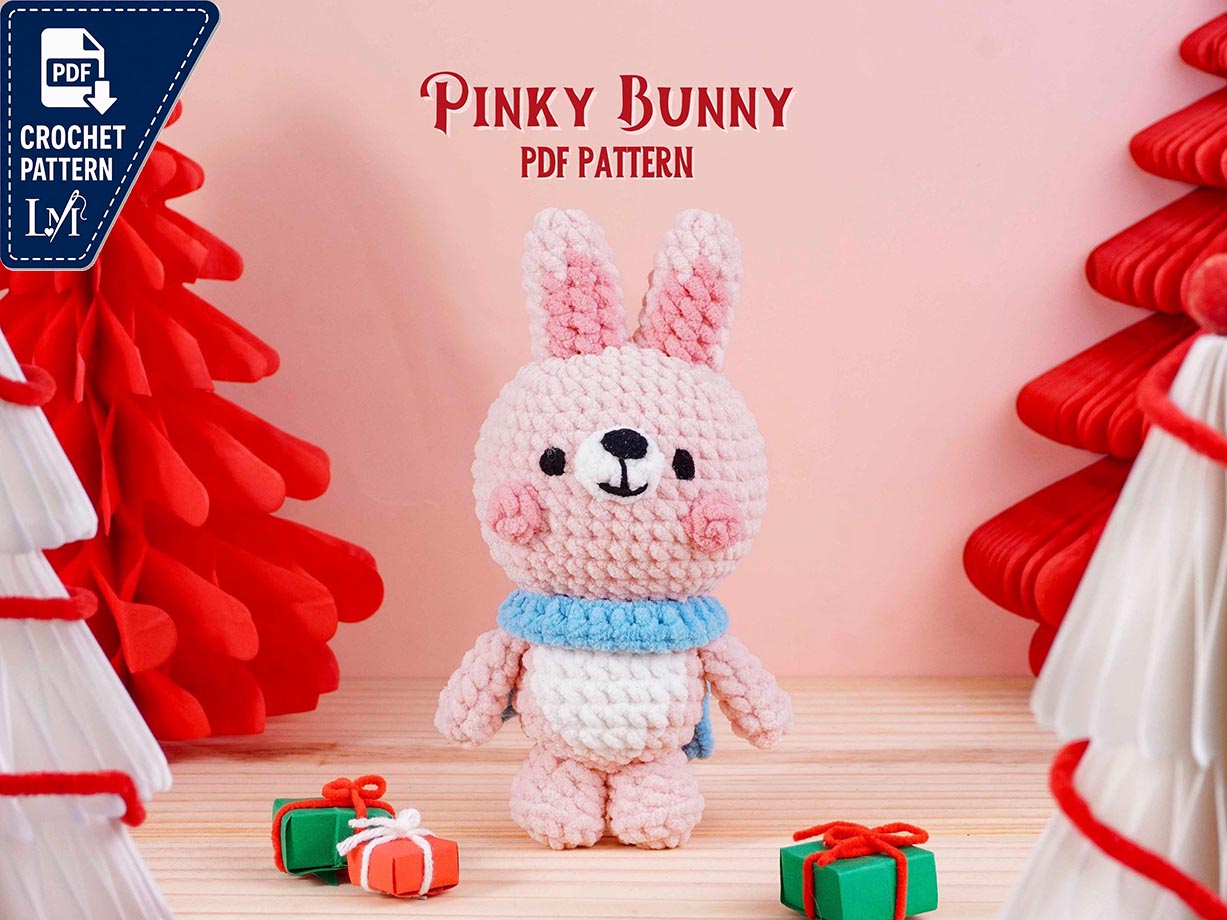 Pinky Bunny Crochet Pattern, Christmas Crochet Pattern, Holiday Amigurumi Crochet PDF, Christmas Amigurumi PDF, Winter Crochet Tutorial